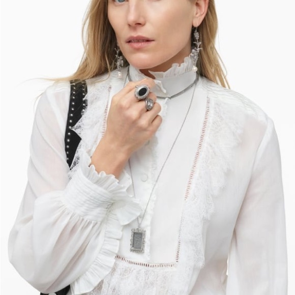 Zara Tops - ZARA CONTRAST YOKE BLOUSE WITH DECORATIVE FRONT - LIMITED EDITION SZ S 2674/602